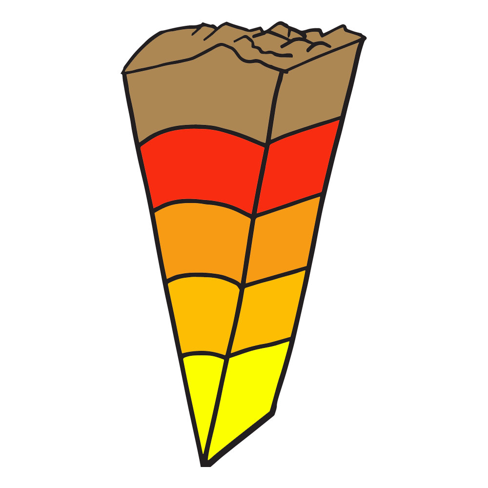 Cone clipart coloring page. Layers of the earth