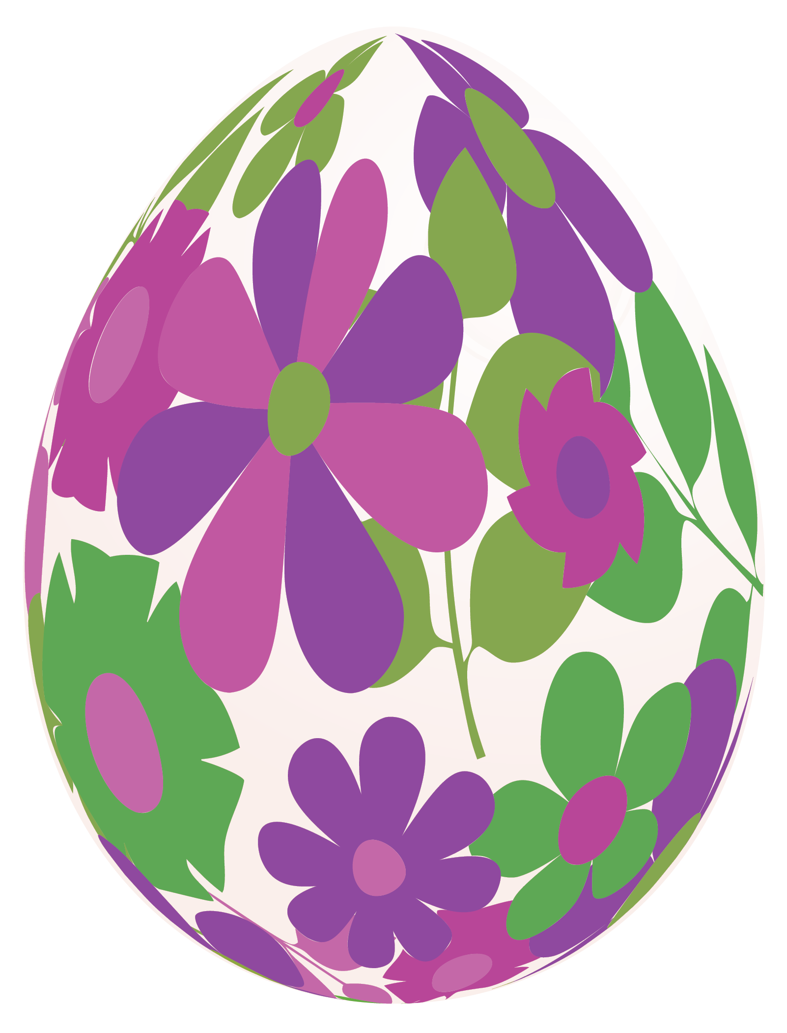 With purple flowers png. White clipart easter egg