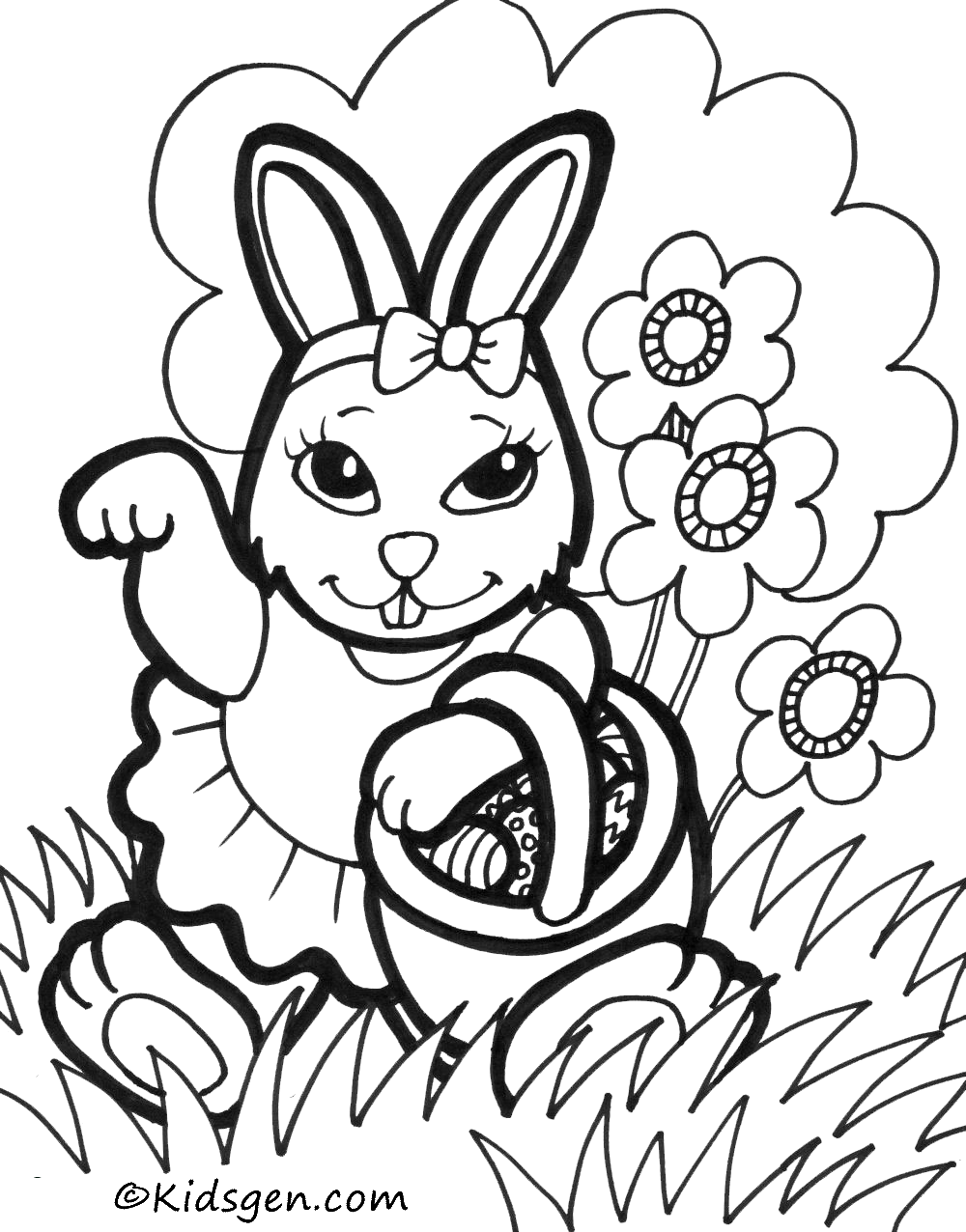 Clipart rabbit coloring page, Clipart rabbit coloring page Transparent