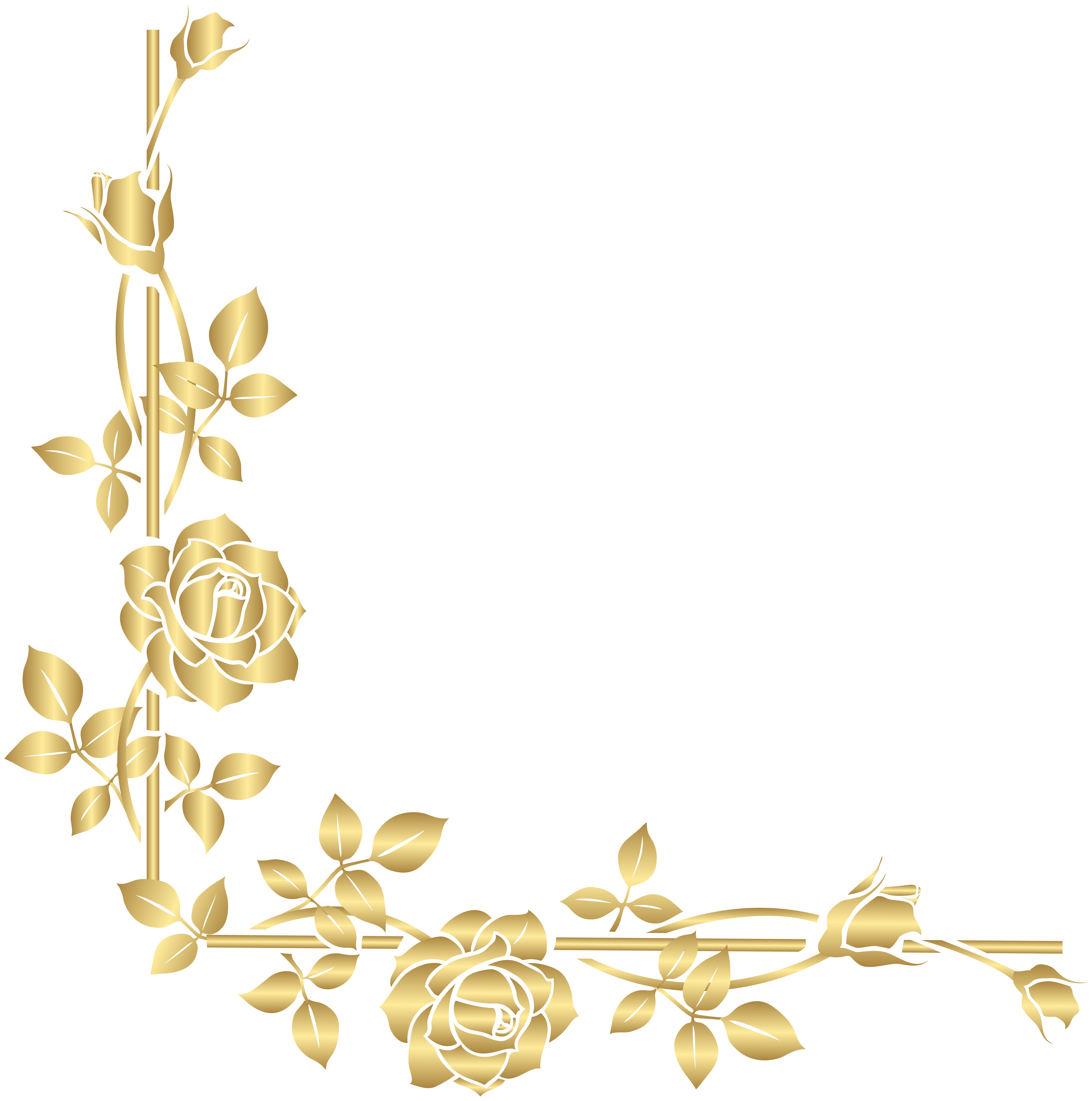 Water clipart corner. Gold rose png clip