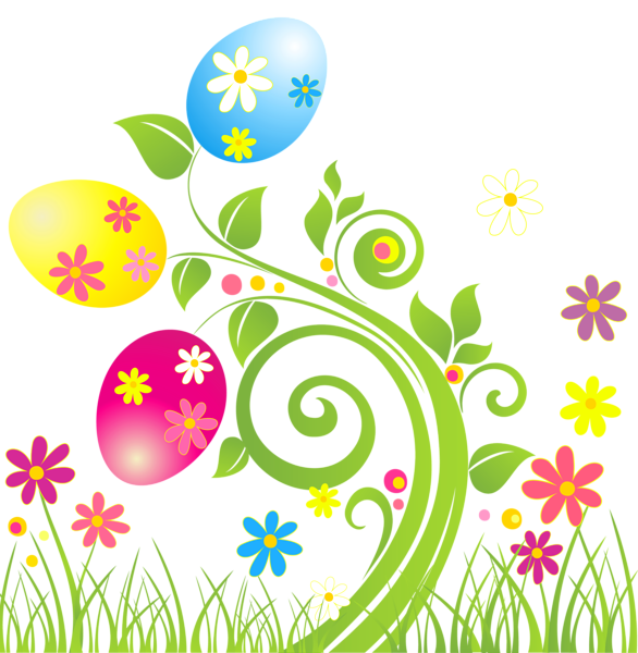 Egg decoration with flowers. Flower clipart easter