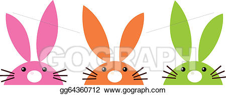 Vector illustration cute bunnies. Clipart easter simple