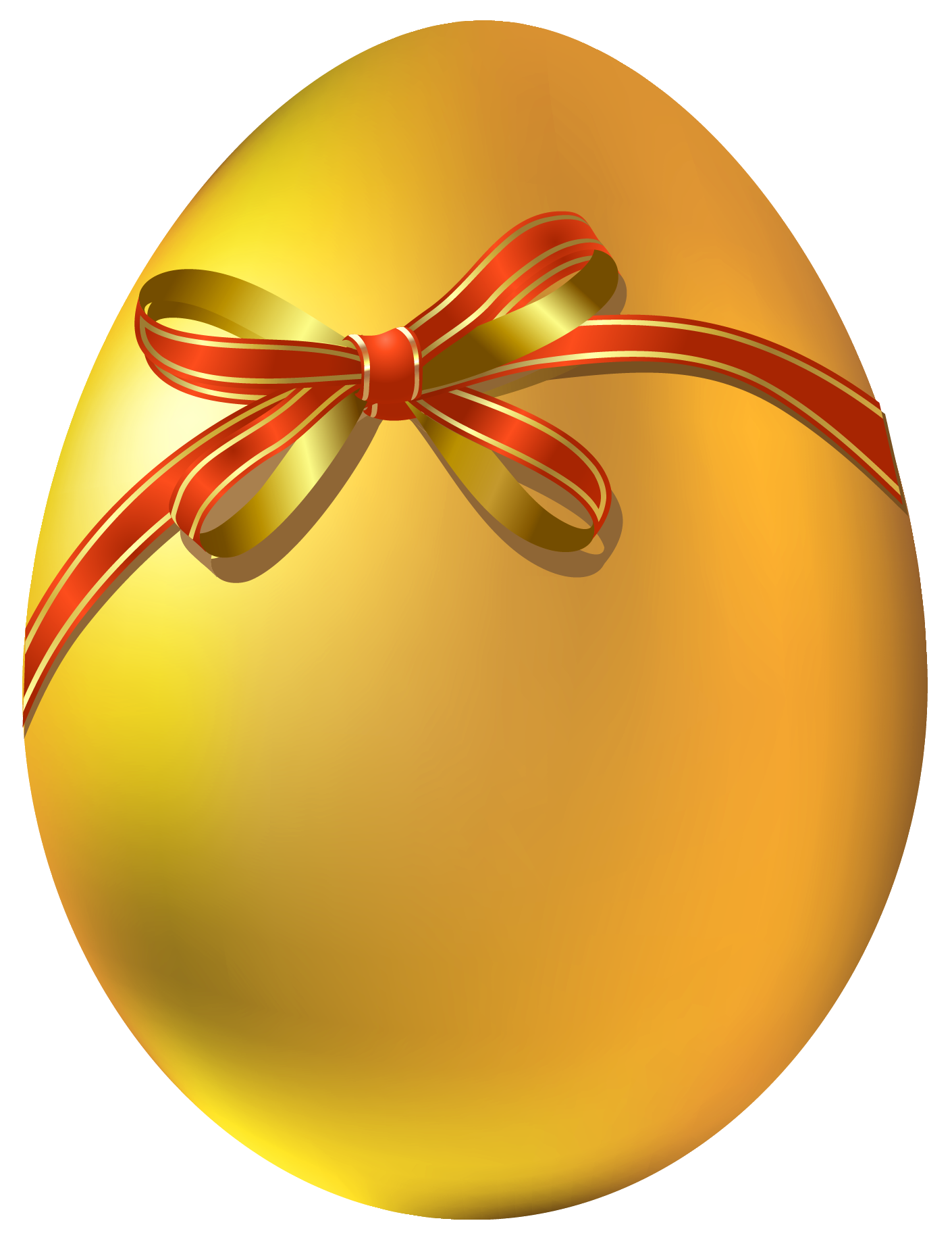 With red bow png. Gold clipart easter egg