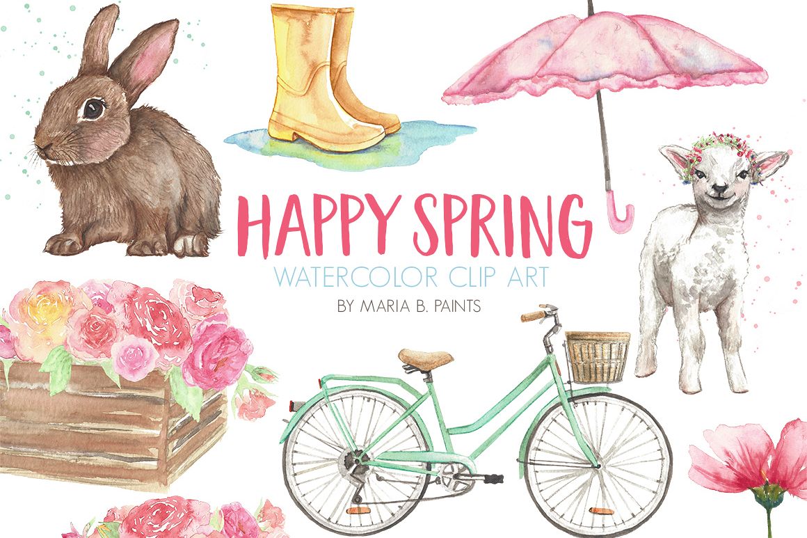 clipart spring watercolor