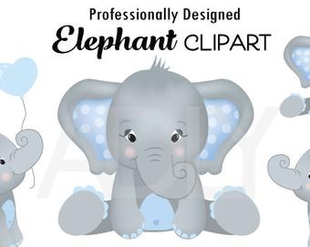 elephant clipart pair