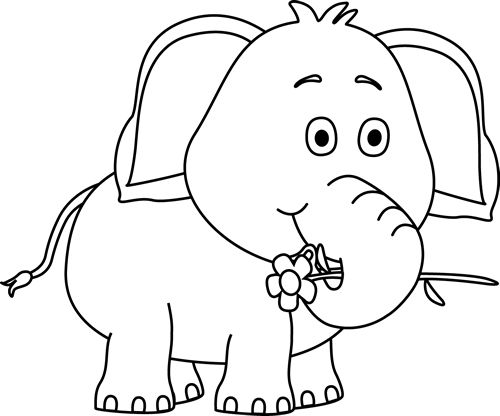 elephant clipart black and white