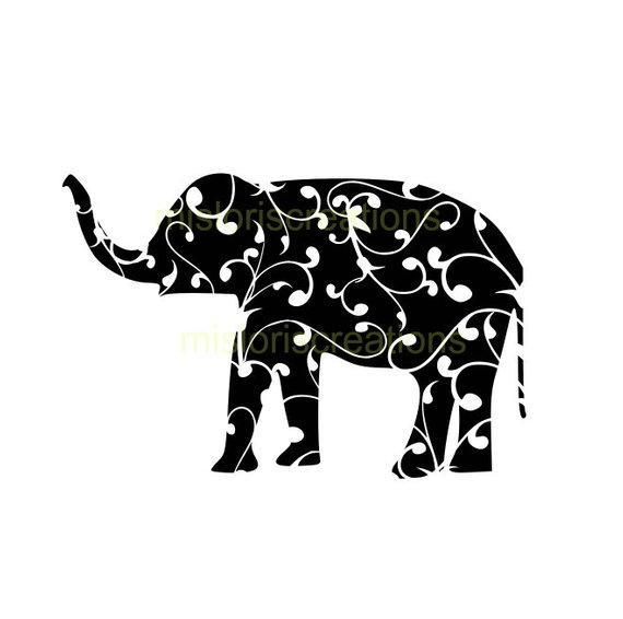 elephants clipart filigree