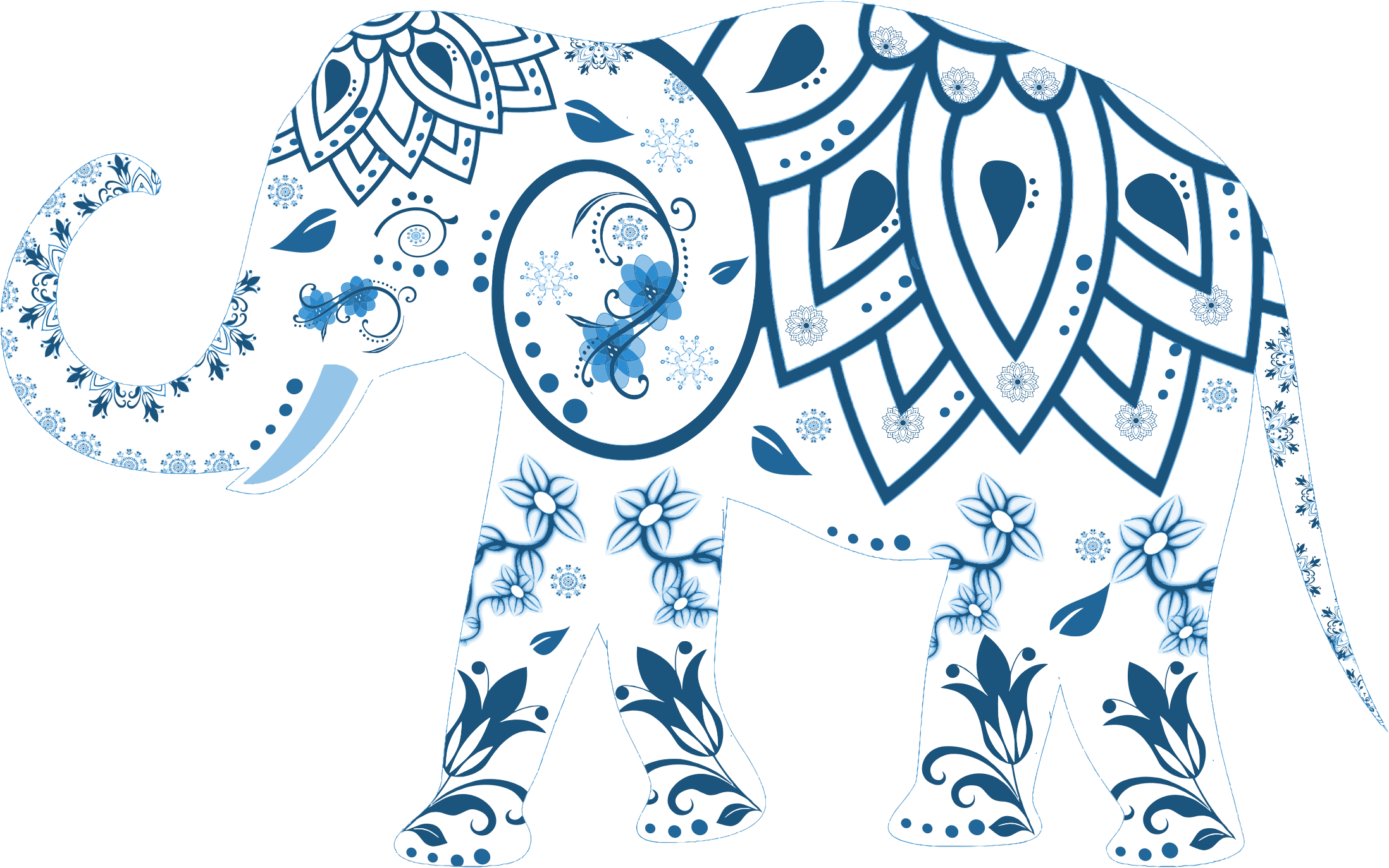 Clipart elephant floral. Flourish decorated big image