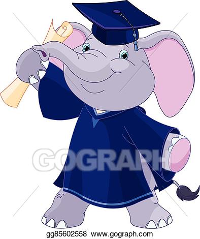 elephant clipart graduation
