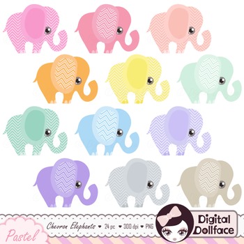 elephant clipart pastel
