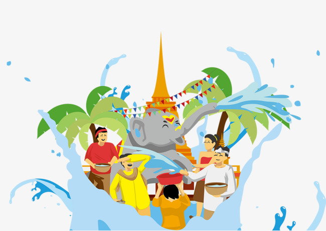 Water songkran . Festival clipart cartoon