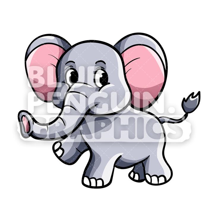 Clipart elephant vector. Cute cartoon illustration 