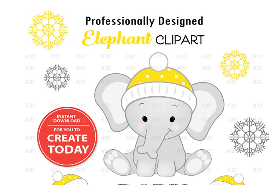 clipart elephant winter