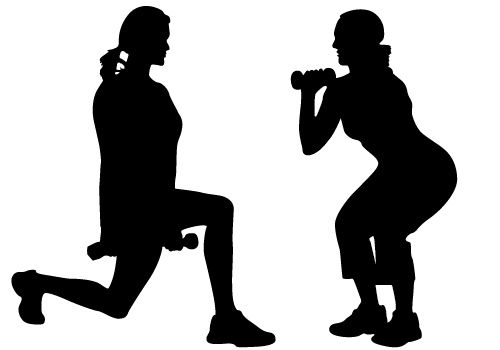 Free women exercise cliparts. Exercising clipart vector