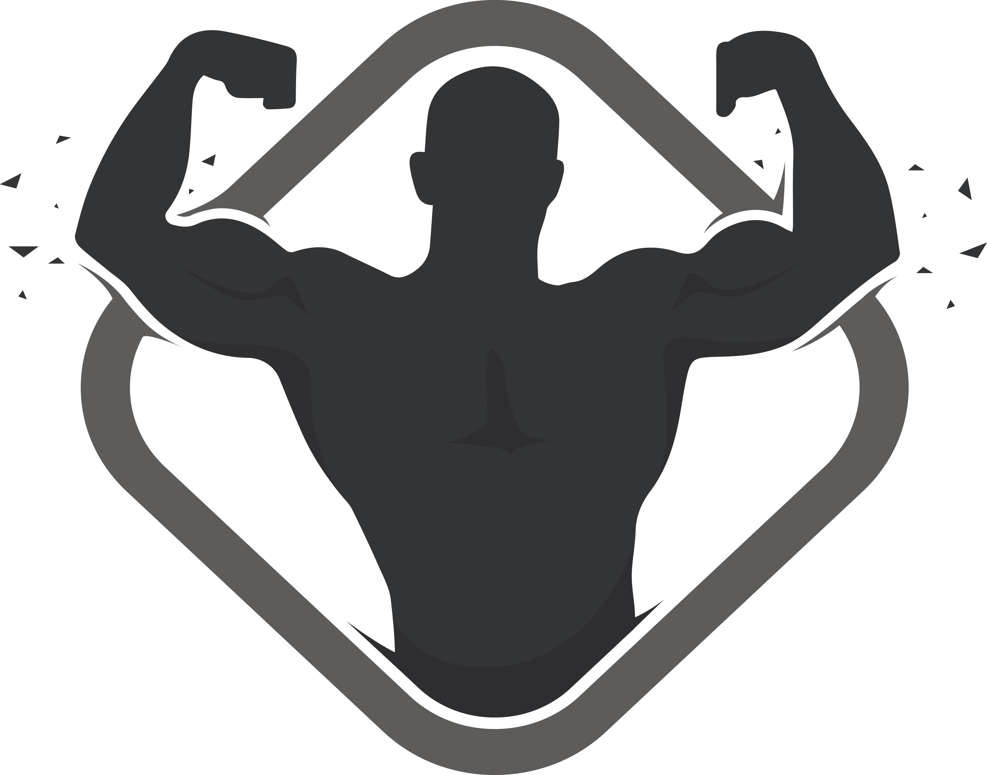 Logo bodybuilding physical fitness. Dumbbells clipart body building