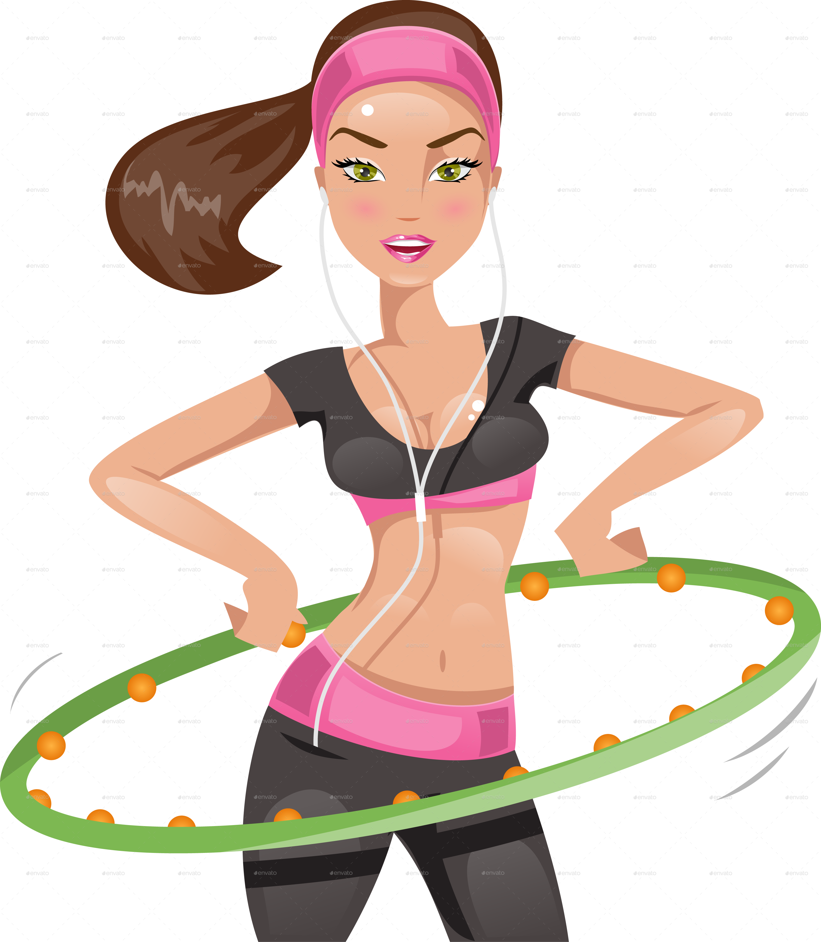 Girl with hula hoop. Exercise clipart woman exercise
