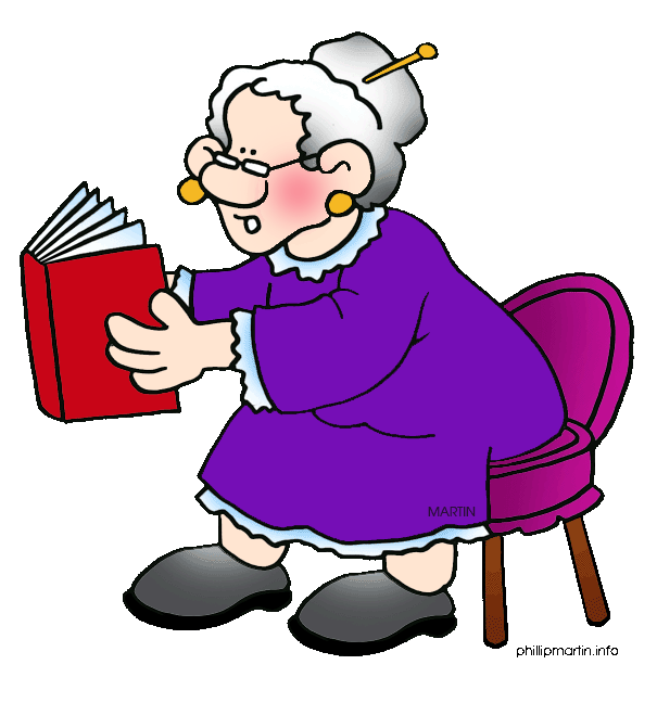 English exercises past simple. Grandmother clipart elderly reading