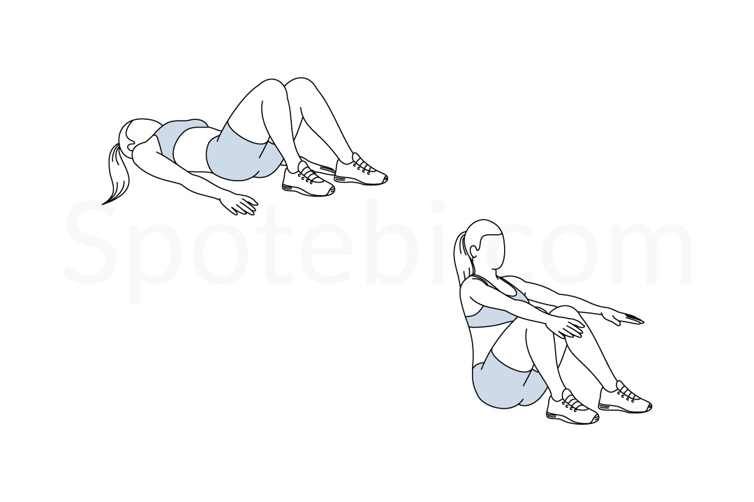Up illustrated guide . Exercise clipart sit ups