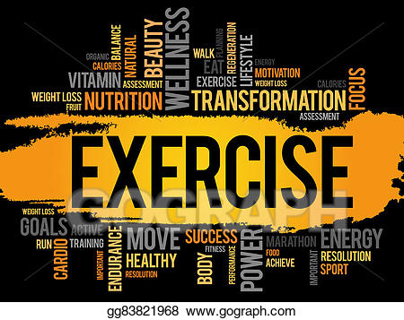 Exercise clipart word. Cloud fitness stock illustration