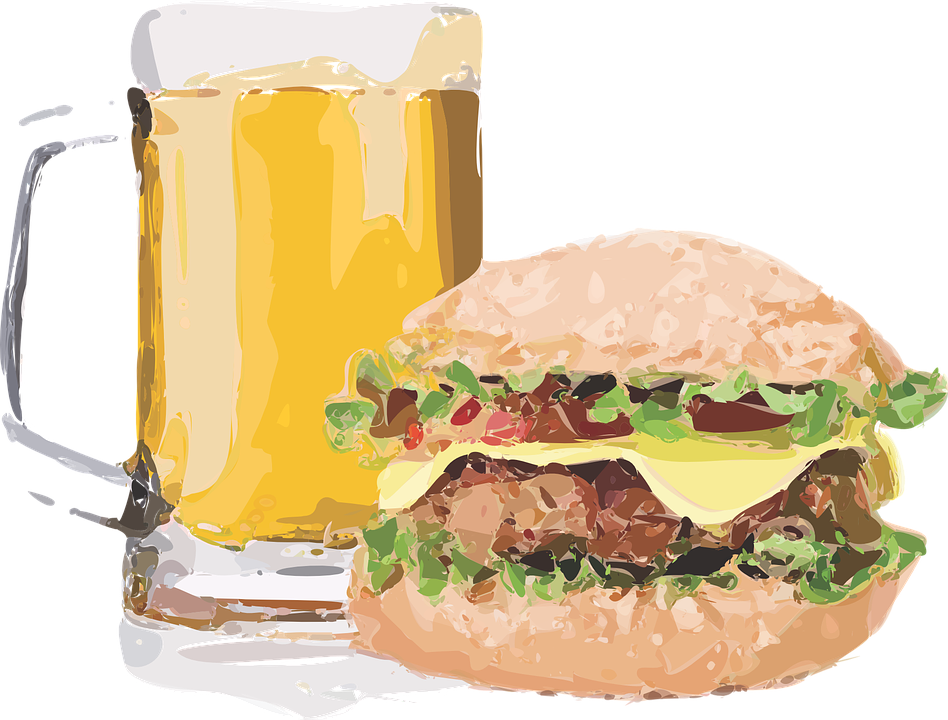 Clipart food hamburger. Burger and beer png