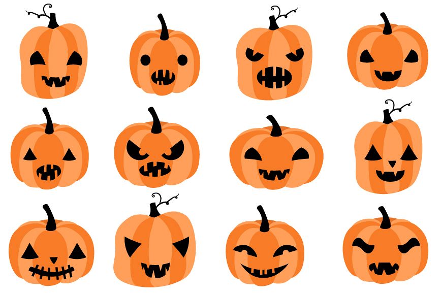 Clipart eyes pumpkin. Cute halloween set with