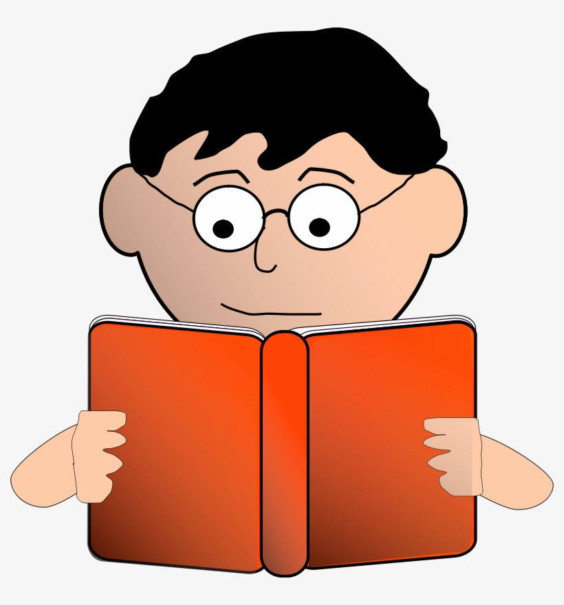 Man reading with glasses. Clipart eyes book