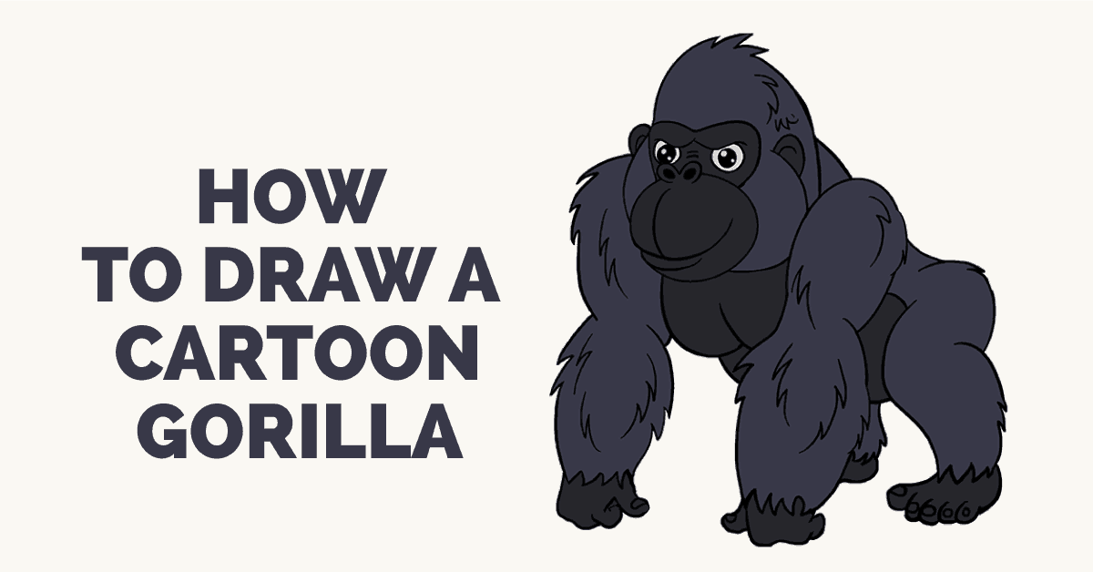 Gorilla clipart simple cartoon. How to draw a