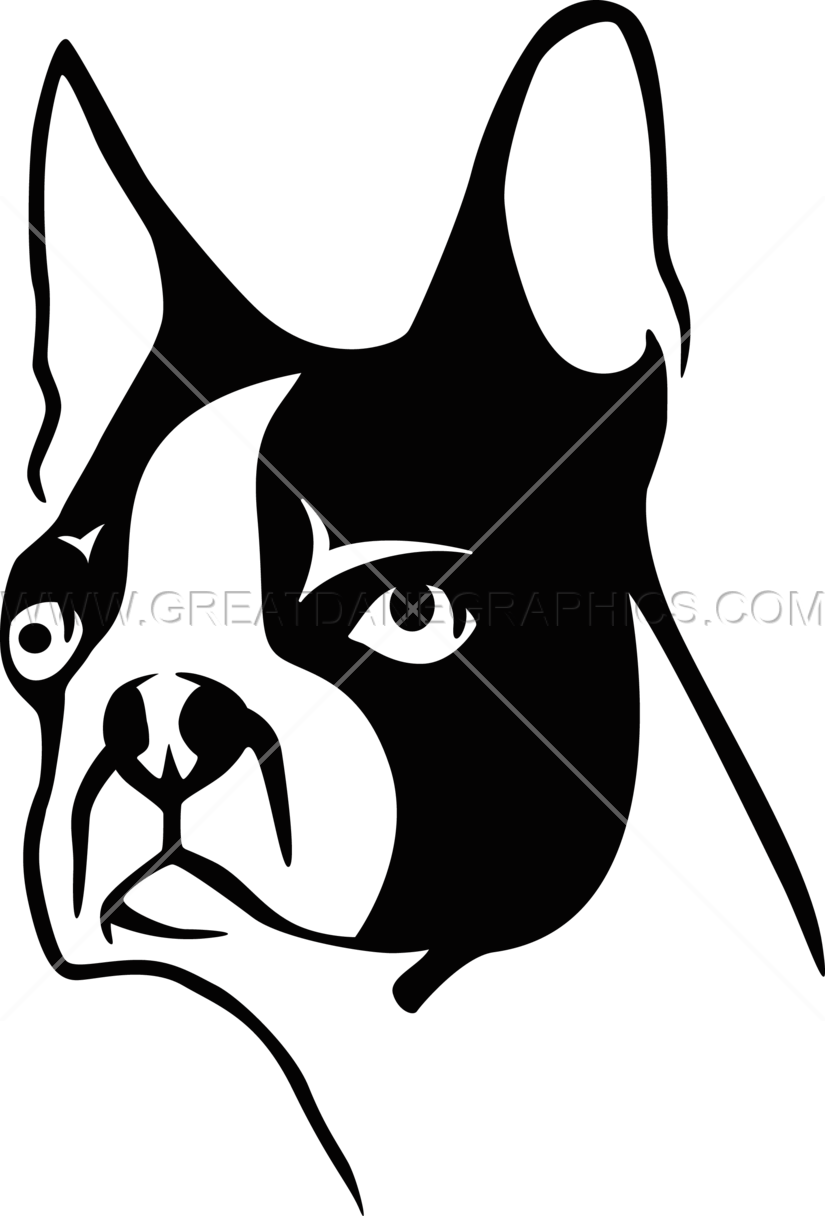 Clipart face boston terrier. Production ready artwork for