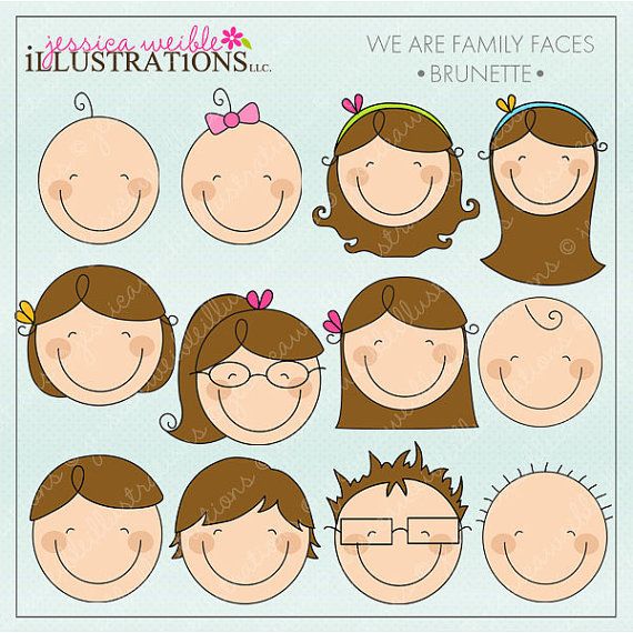 We are family brunette. Faces clipart famly