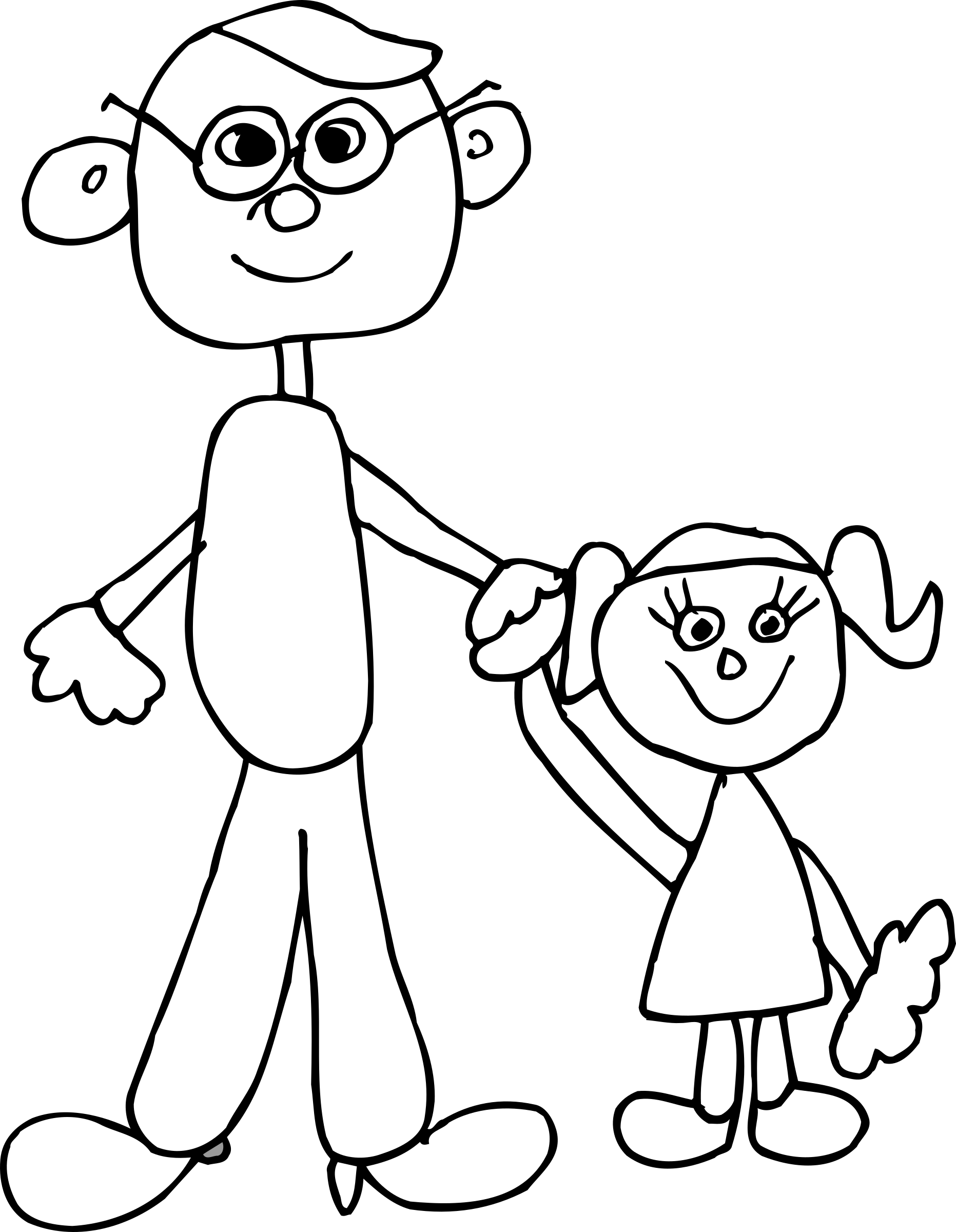 Father clipart black and white. Dad holding daughters hand