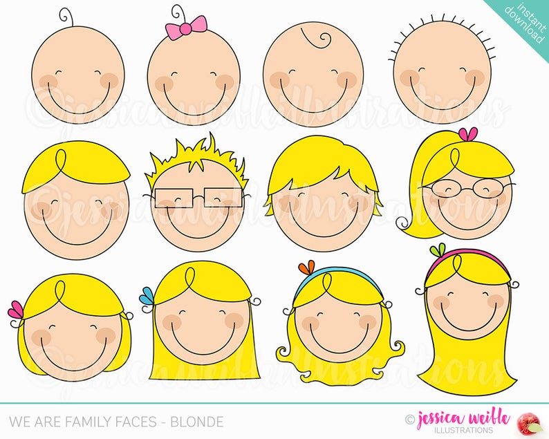 Faces clipart famly. We are family blonde