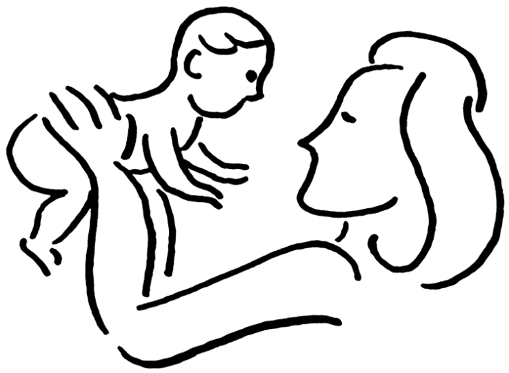 Mom clipart outline. Parent and child drawing