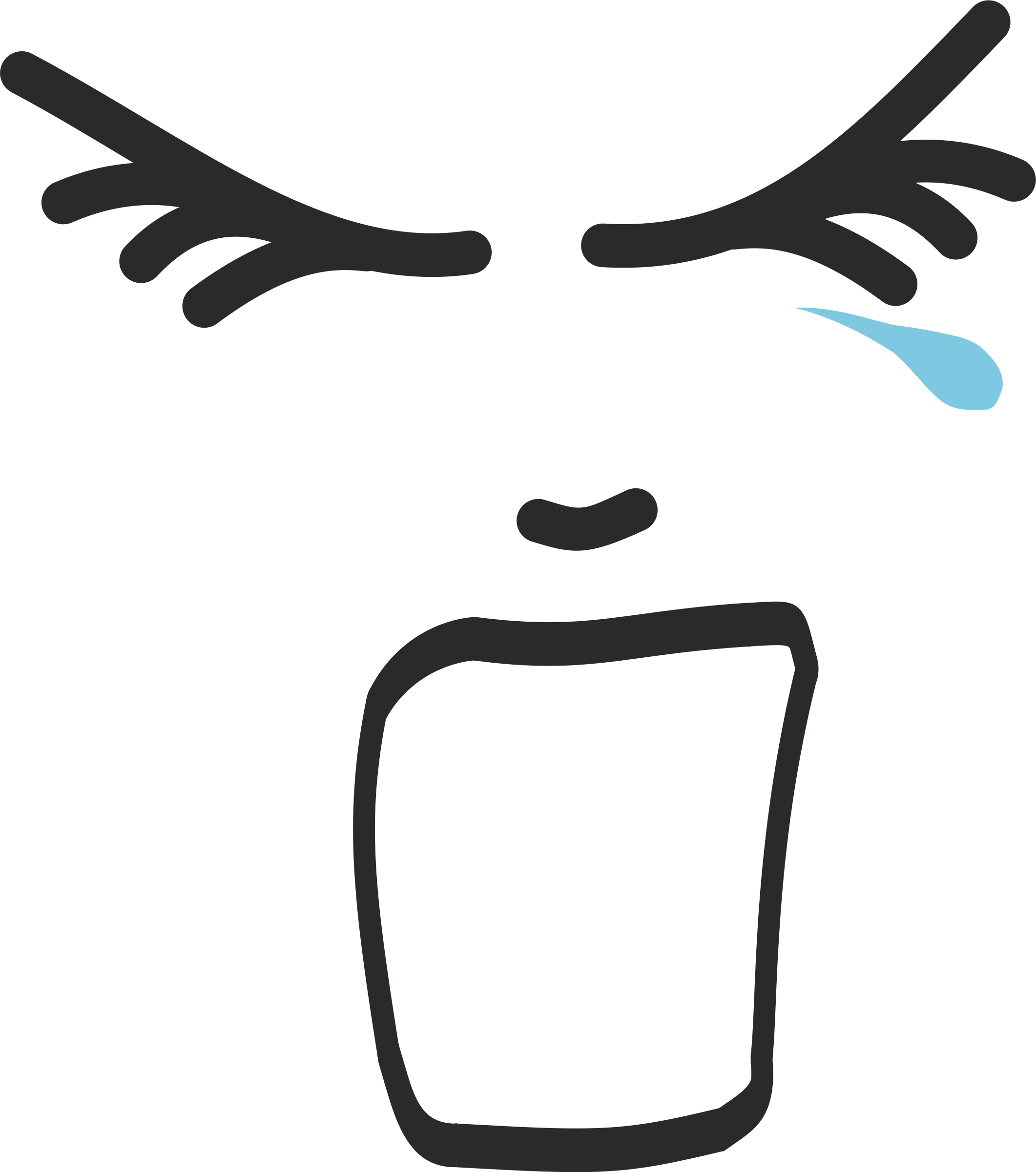Screaming face with tear. Eyebrow clipart drawing