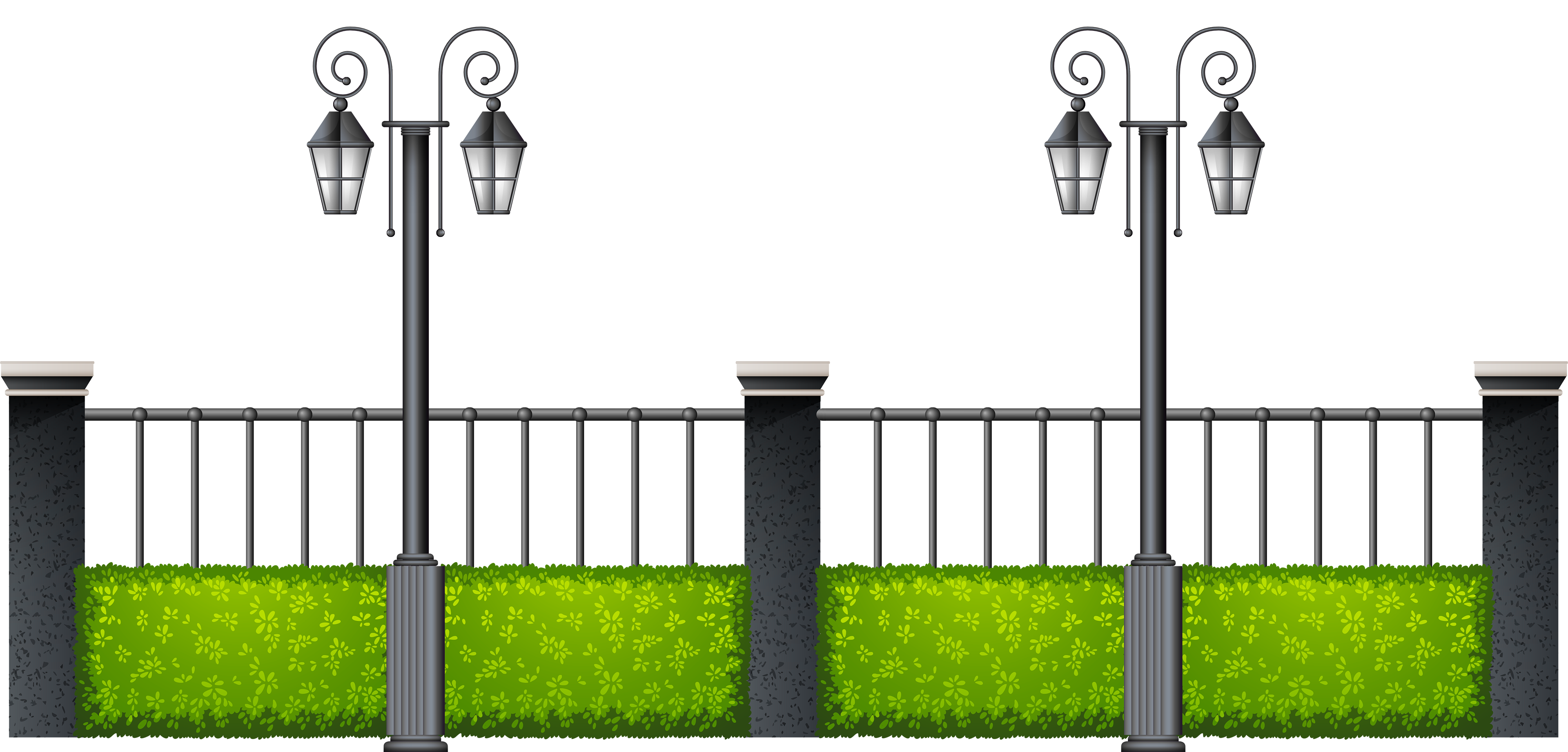Metal with streetlights png. Clipart road fence