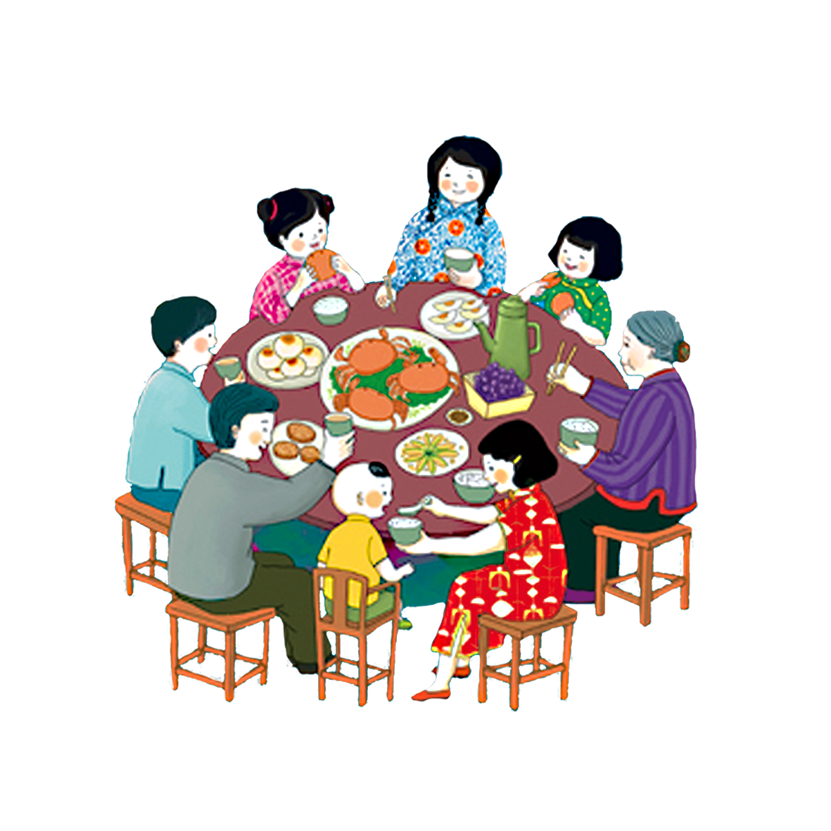 families clipart dinner table