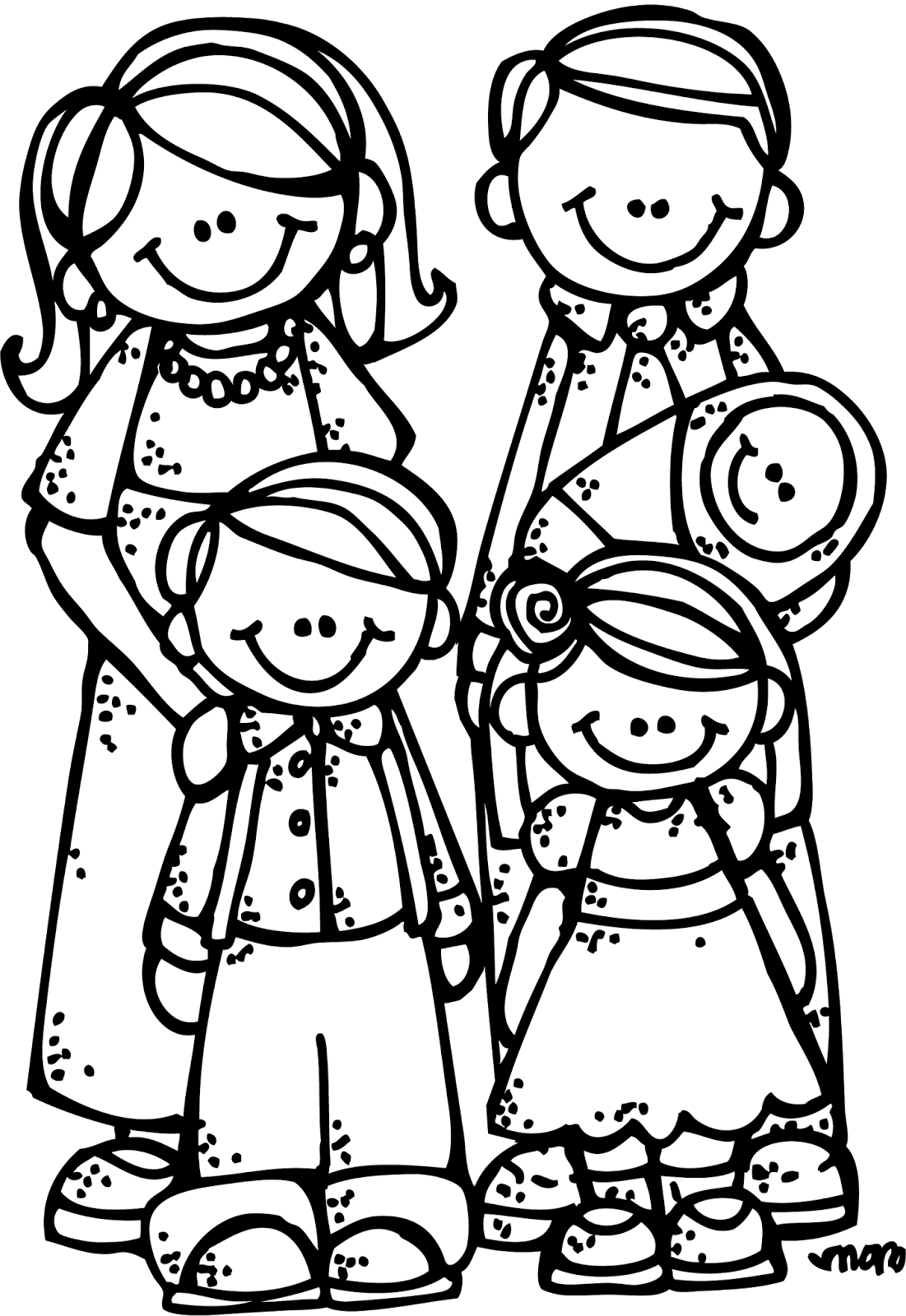  collection of family. Hug clipart black and white
