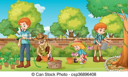 Portal . Clipart family gardening