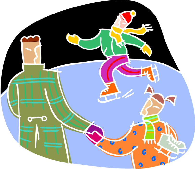 families clipart ice skating