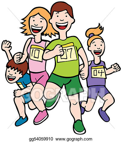 Vector stock run art. Clipart family marathon