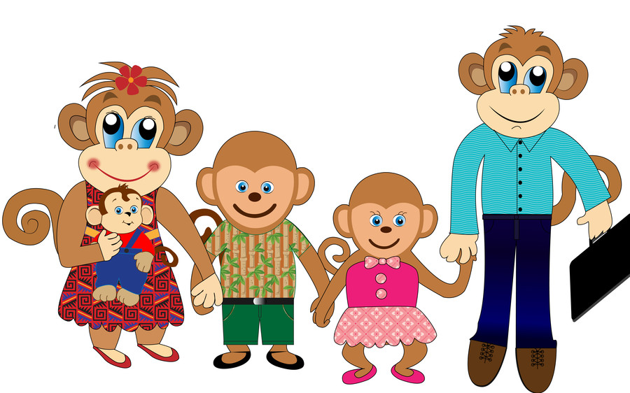 clipart monkey family