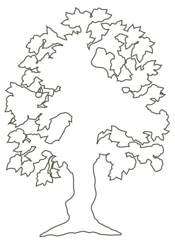 Simple flowering outline medium. Clipart tree life