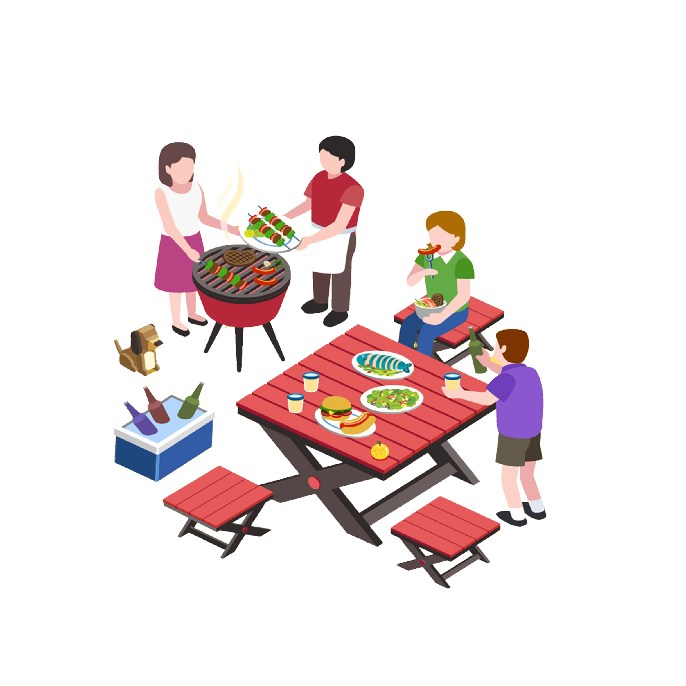 families clipart picnic table