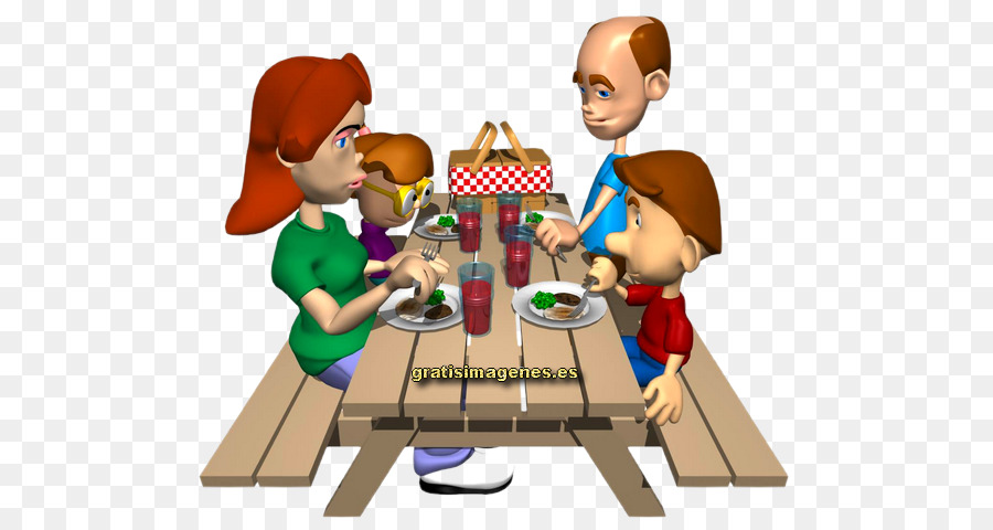 Family clipart picnic table. Illustration cartoon 