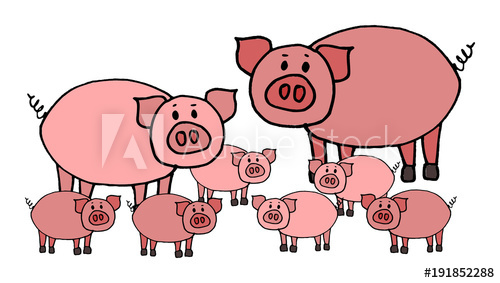 pig clipart family