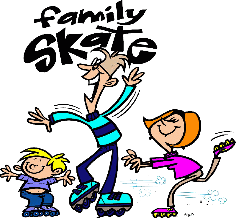 family clipart roller skating