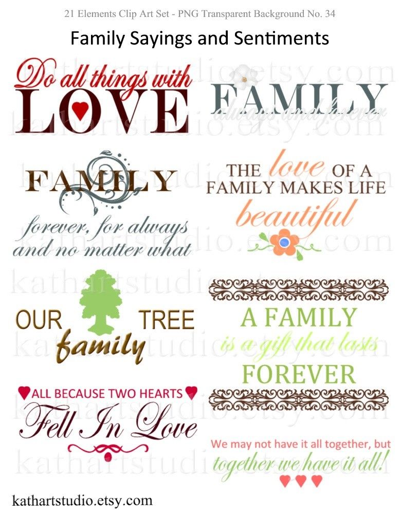 Instant download sayings and. Clipart family scrapbook