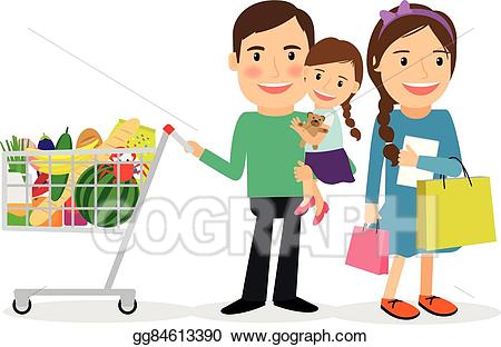 family clipart shopping