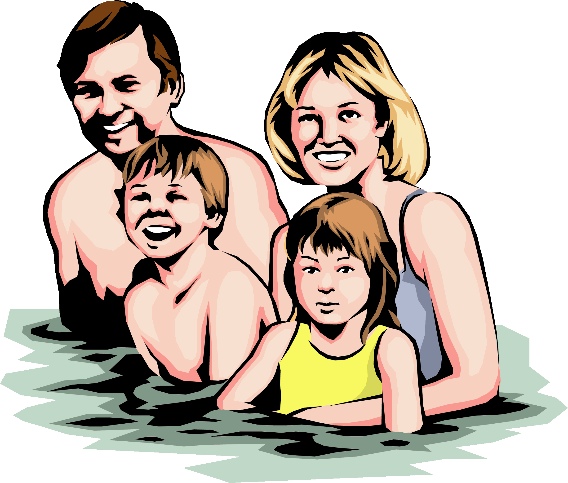 clipart swimming family