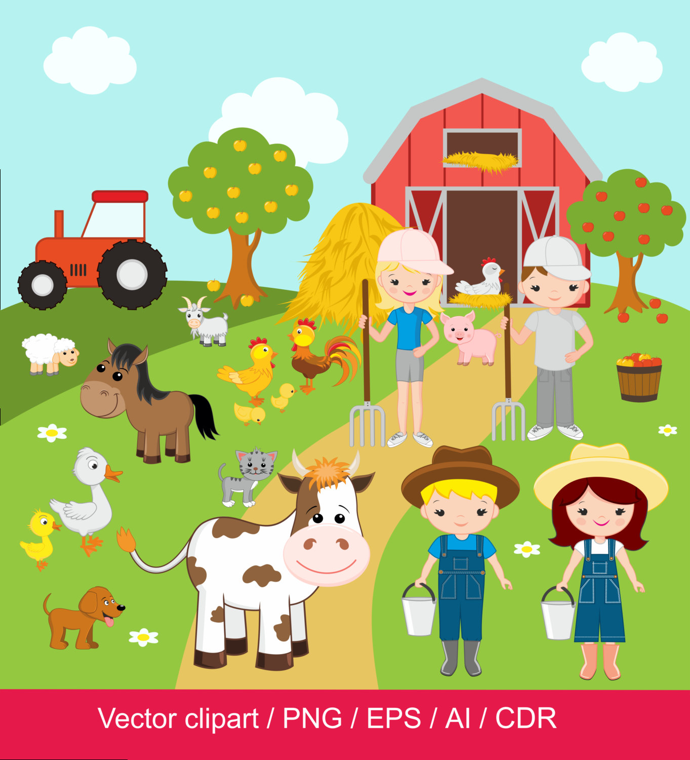 Agriculture clipart agricultural activity. Farm digital clip art
