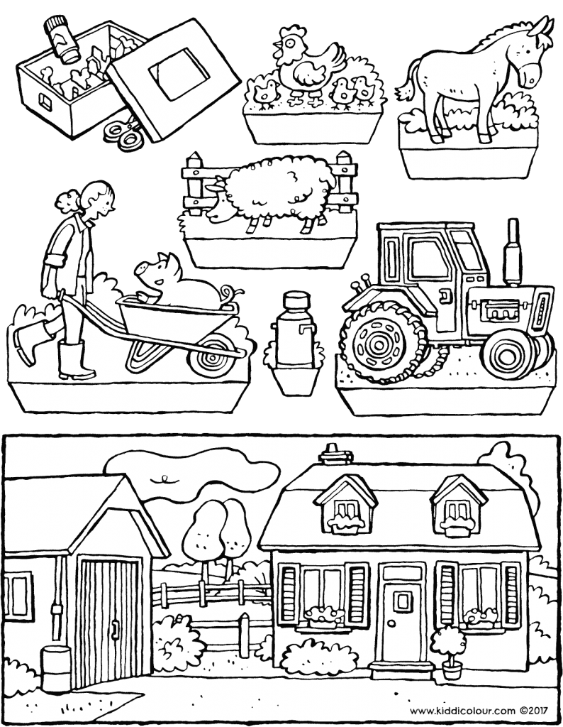 clipart farm coloring page